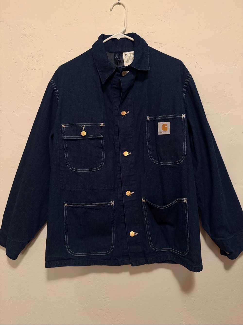 Vintage Carhartt Mint Condition 8C Unlined Indigo Denim Chore Coat Size 40 - Picture 2 of 8
